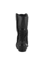 Botas Alpinestars SMX-6 V3 Drystar®, botas de conducción de alto rendimiento, negras, vista trasera con protector de talón de TPU y puente posterior de la pantorrilla con detalle de malla, logotipo blanco en el talón