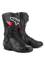 Botas Alpinestars SMX-6 V3 Drystar, botas de rendimiento impermeables para motociclismo, negro y rojo, con refuerzo lateral de tobillo en TPU, placa de espinilla reforzada y construcción en microfibra para conducción en pista y calle