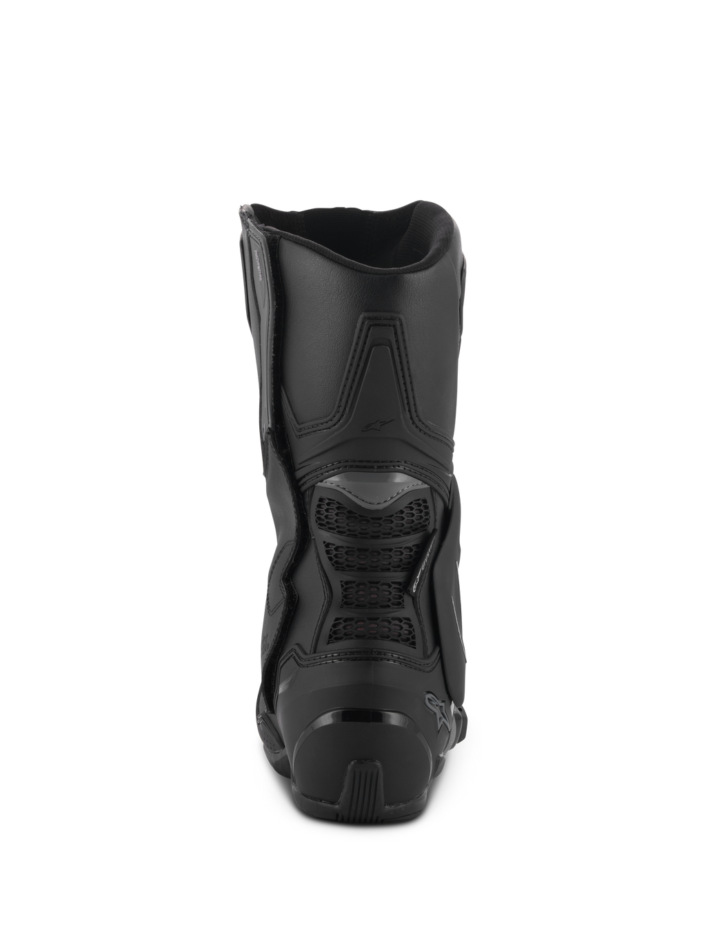 Botas Alpinestars Stella SMX-6 V3 Drystar®, negro, vista trasera que muestra el protector de talón de TPU y la protección posterior de la pantorrilla, botas de moto impermeables de alto rendimiento para mujer