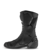 Alpinestars SMX S Waterproof Boots, botas de moto de caña alta en color negro, con parte superior de microfibra resistente, protección de TPU en espinilla y tobillo y almohadilla de cambio texturizada, vista de perfil lateral.