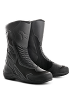 Botas Alpinestars Air Plus V2 GORE-TEX, botas de moto touring, color negro, con una combinación de malla ventilada y construcción en cuero, paneles de acordeón perforados para flexibilidad, logo de estrella en relieve en la espinilla y suela de goma duradera diseñada para todo tipo de clima