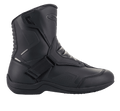 Alpinestars Ridge V2 Waterproof Boot, bota de moto Tech Touring en negro, construcción de microfibra duradera con paneles perforados, cierre de correa de Velcro ancha, zonas flexibles de acordeón en el tobillo, diseño impermeable para carretera en todo tipo de clima
