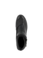 Alpinestars Stella Valencia Waterproof para mujer, botas de moto, negras, vista superior que resalta las zonas de flexión en acordeón y el protector de cambio texturizado, diseño de corte bajo en cuero y ante para touring