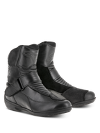 Botas Alpinestars Stella Valencia Waterproof para mujer, negras, botas de touring de corte bajo con paneles de cuero y ante, zonas de flexión en acordeón y correa con hebilla en el empeine, calzado impermeable de motociclismo para mujer