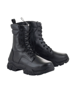 Botas Alpinestars Ava para mujer, botas urbanas de moto, negras, construcción en cuero de plena flor, suela de goma elevada y robusta, cierre de cordones frontal con cremallera lateral, estilo utilitario robusto