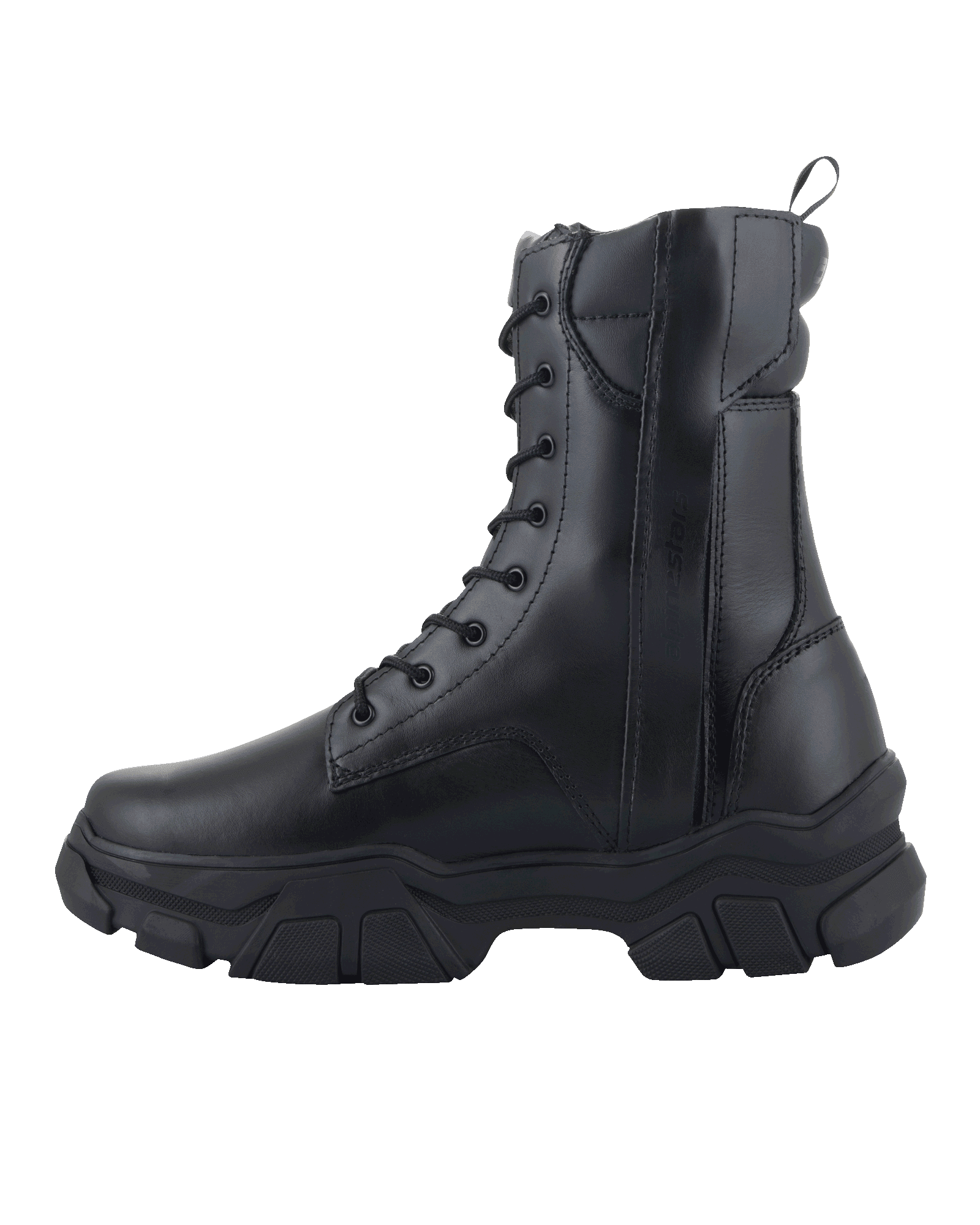 Botas Alpinestars Ava para mujer, cuero de grano completo negro, bota urbana de motociclismo con suela de goma robusta y elevada, cierre frontal con cordones y cremallera lateral, calzado de protección para mujer