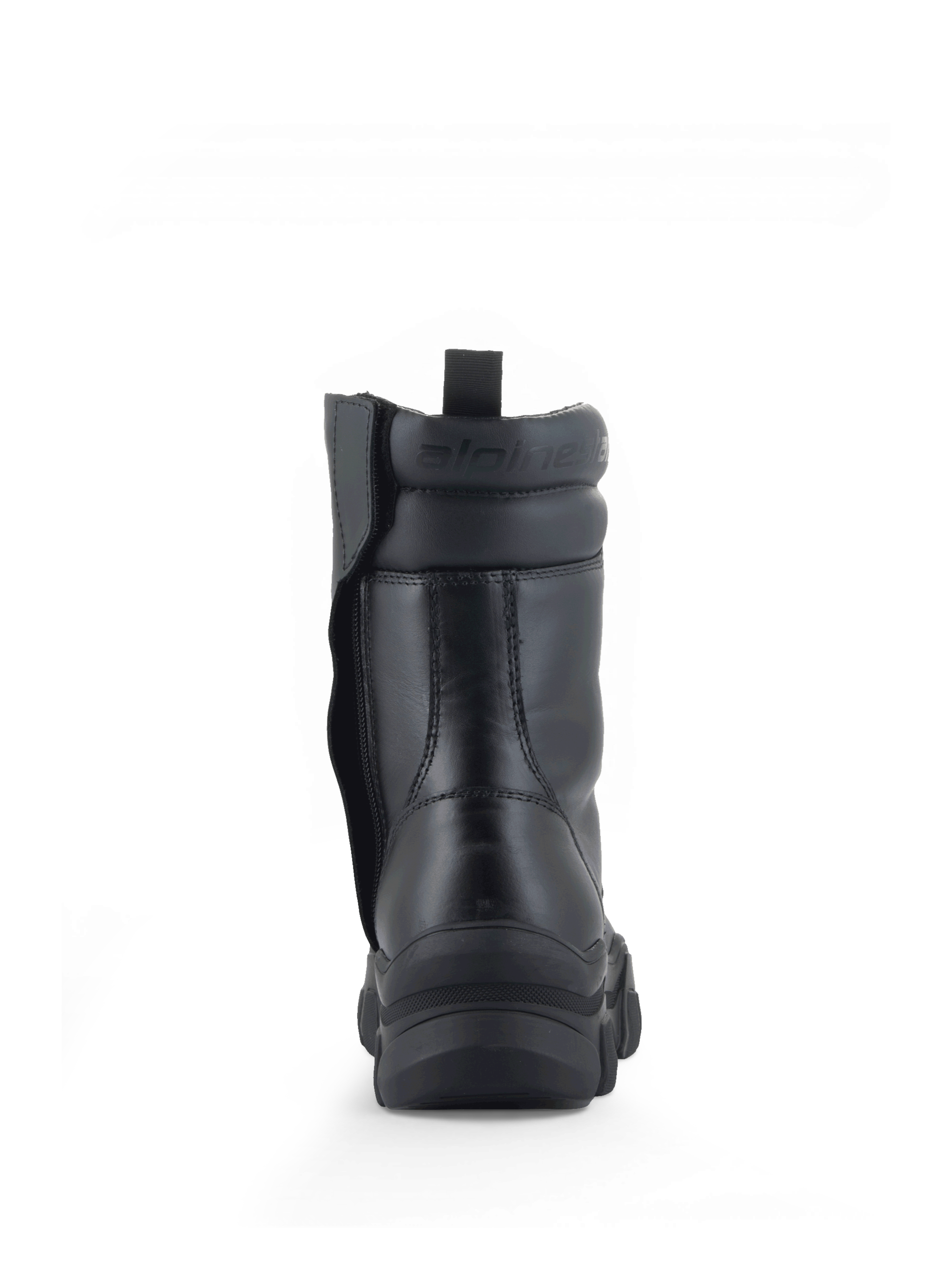 Alpinestars Botas Ava, botas de moto urbanas para mujer, negras, cuero, suela elevada y cremallera lateral, vista trasera