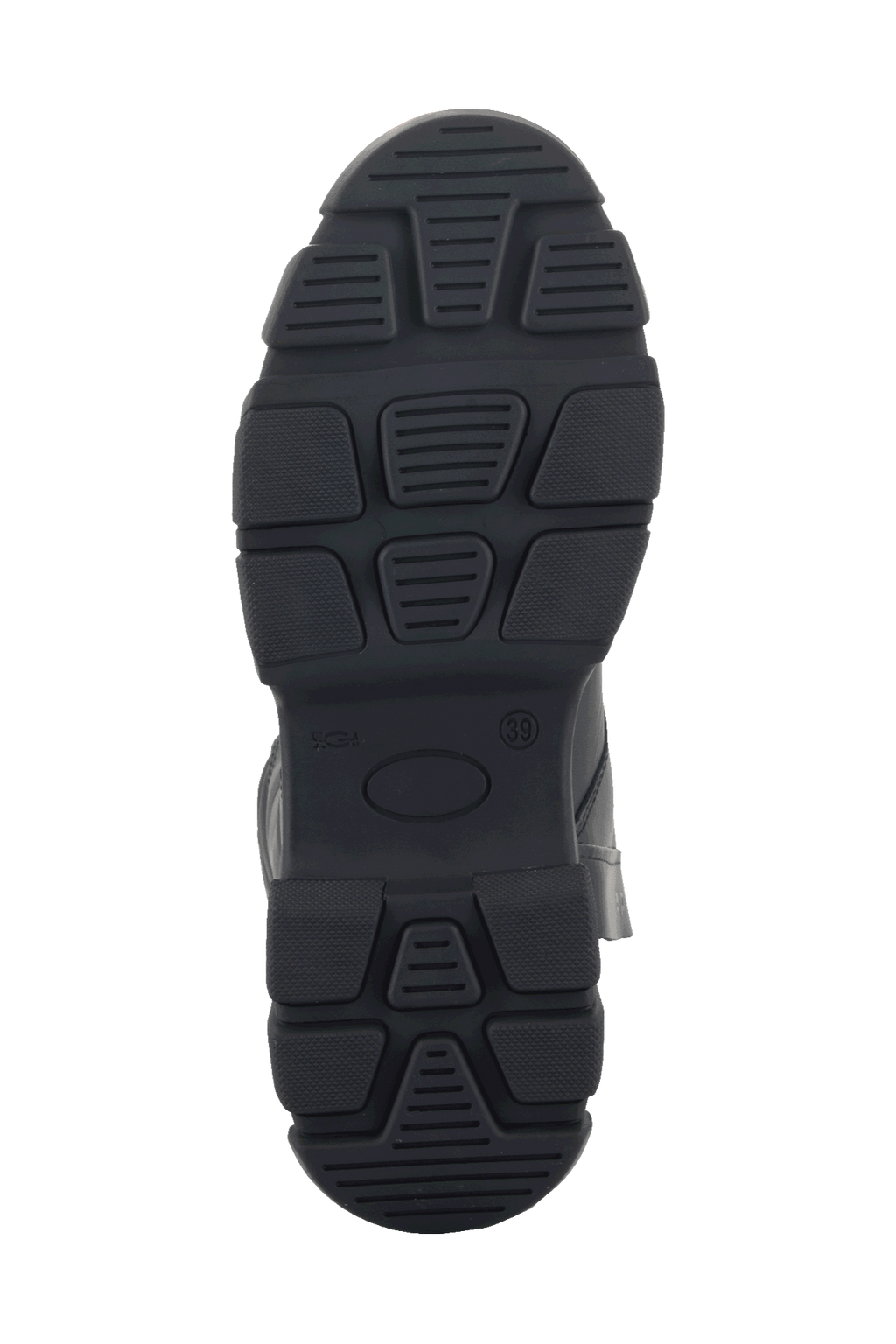 Botas Alpinestars Ava para mujer, negras, vista inferior que muestra la suela de goma robusta y rugosa con dibujo texturizado para el agarre, diseño de calzado urbano para motocicleta