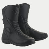 Botas Alpinestars Origin Drystar®, botas de touring impermeables para motocicleta, negras, con parte superior de microfibra con zonas de flexión de acordeón delanteras y traseras, almohadilla de cambio sintética y logotipo grabado, diseñadas para conducción en carretera y aventura