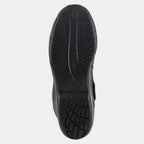 Alpinestars Origin Drystar® Boots, Black, detailed view of the rubber outsole, textured grip pattern with embossed logo, durable sole for motorcycle touring