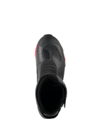 Botas Alpinestars RT-7 Drystar®, botas de turismo para moto, negro y rojo, vista superior que muestra la apertura de la bota, el interior y la almohadilla de cambio texturizada en la puntera
