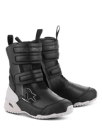 Botas Alpinestars Stella RT-7 Touring Drystar para mujer, botas de moto, negras y blancas, con correas dobles de velcro y entrada de doble cremallera, construcción duradera de microfibra y tejido, suela de tacos blanca y robusta con protección TPF, diseño listo para la aventura