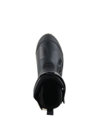 Botas Alpinestars Stella RT-7 Touring Drystar®, botas de moto de touring para mujer, negro y blanco, vista superior mirando hacia la abertura de la bota, con cuello acolchado, tirador trasero y parte superior de microfibra duradera con el logotipo de Alpinestars.