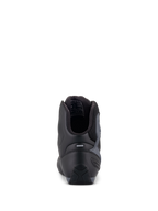 Zapatos Alpinestars Faster-3 Rideknit®, zapatos para moto, negro, gris y rojo brillante, vista trasera que muestra el contrafuerte del talón de TPR y el cuello acolchado, construcción estilizada de microfibra y tejido