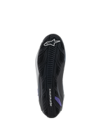 Alpinestars Stella Faster-4, zapatos de moto para mujer, suela negra, gris y violeta, agarre de caucho texturizado.