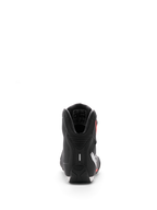 Alpinestars Sektor Shoe, Motorcycle Riding Shoes, Black White Red Fluo, rear view focusing on the heel and internal ankle padding, sleek microfiber finish for sport and road use