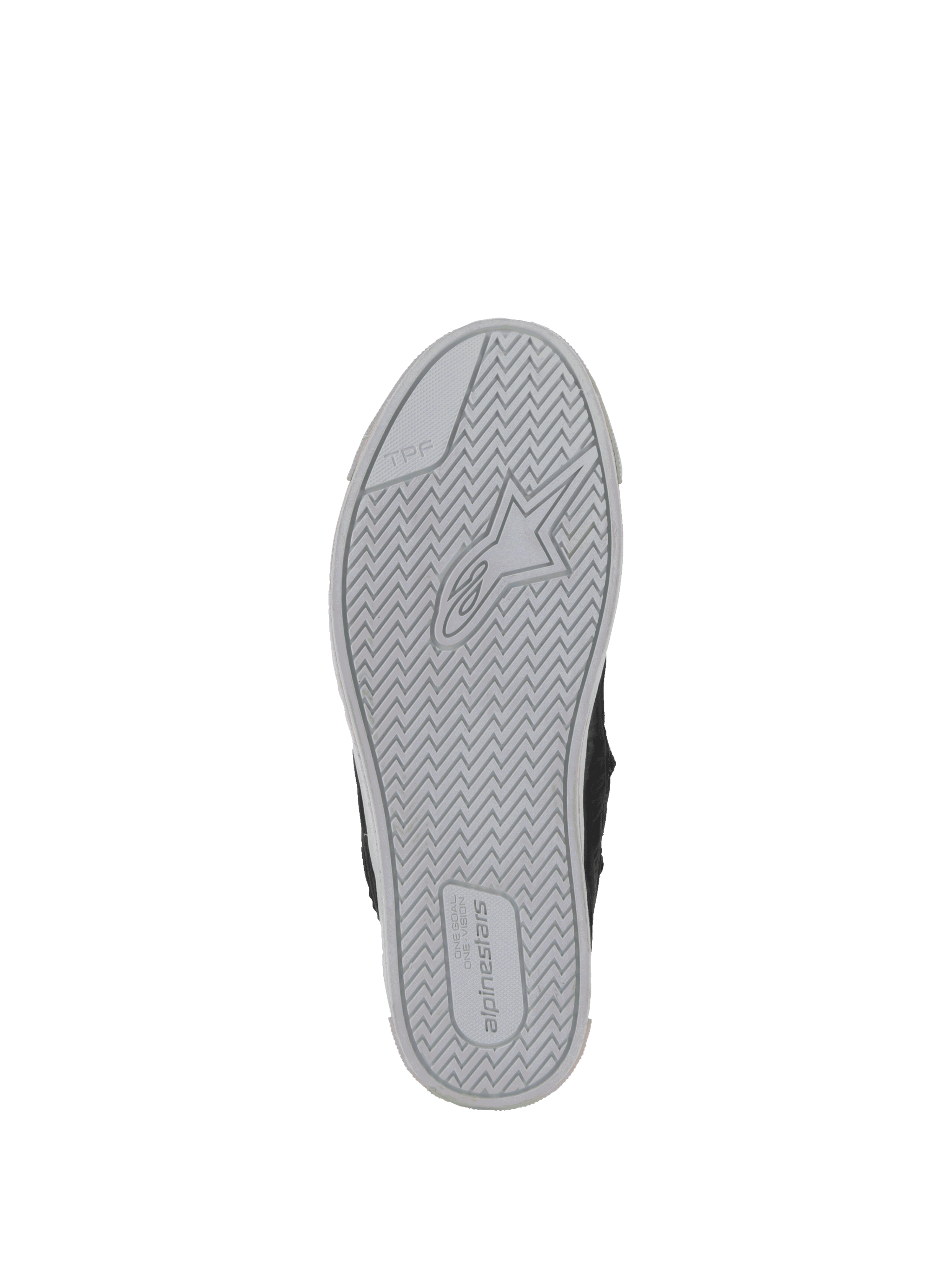 Alpinestars Stated Shoes, light gray vulcanized rubber urban sole with TPF support for urban motorcycle riding.