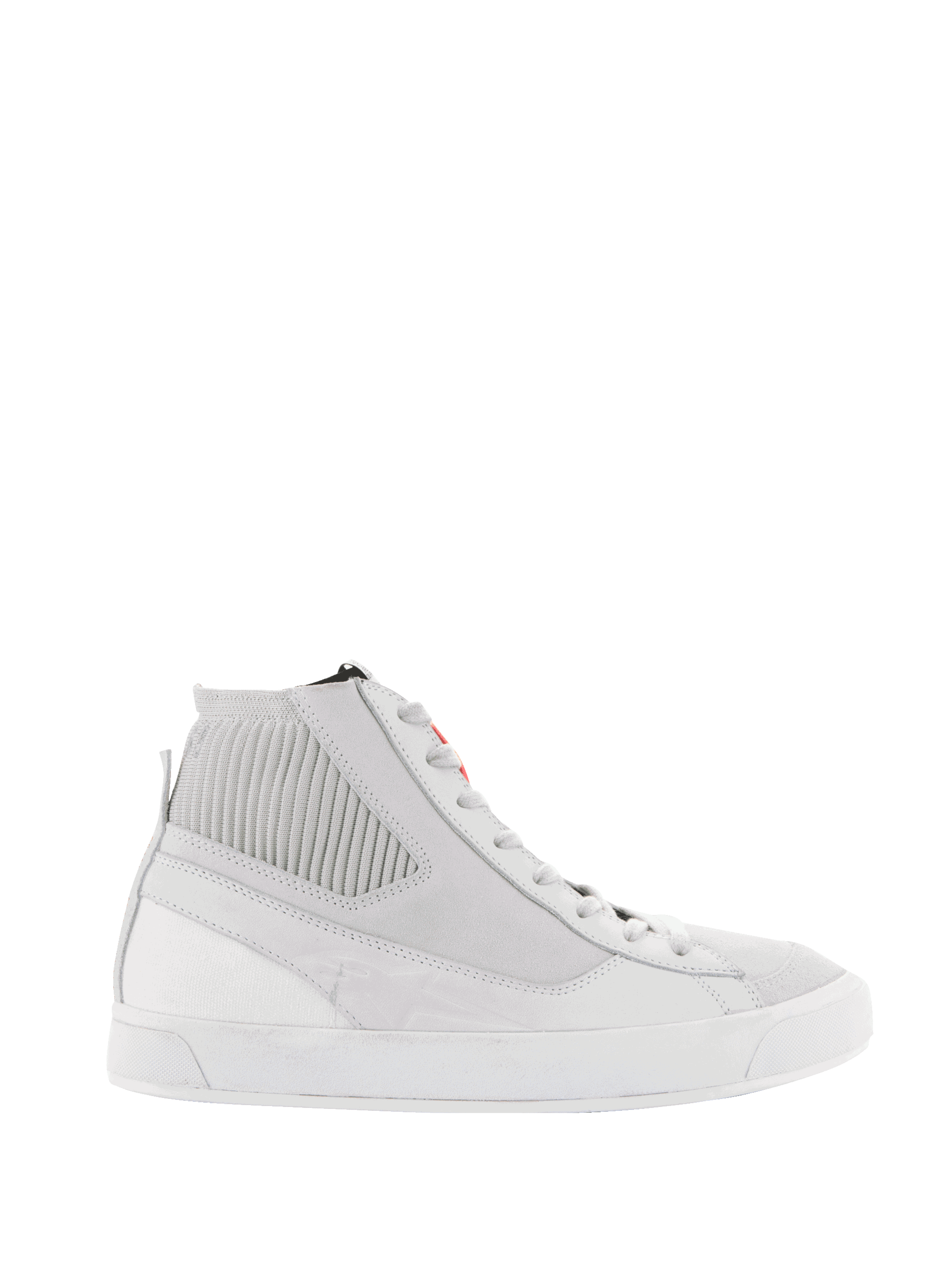 Alpinestars Stated Shoes, zapatos de moto urbana para hombre, blanco y gris frío, parte superior de nobuk y lona con suela vulcanizada blanca y diseño retro de caña alta