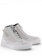 Alpinestars Stella Stated Podium, zapatos de moto para mujer, blanco y gris frío, estilo retro urbano con suela vulcanizada y construcción de cuero