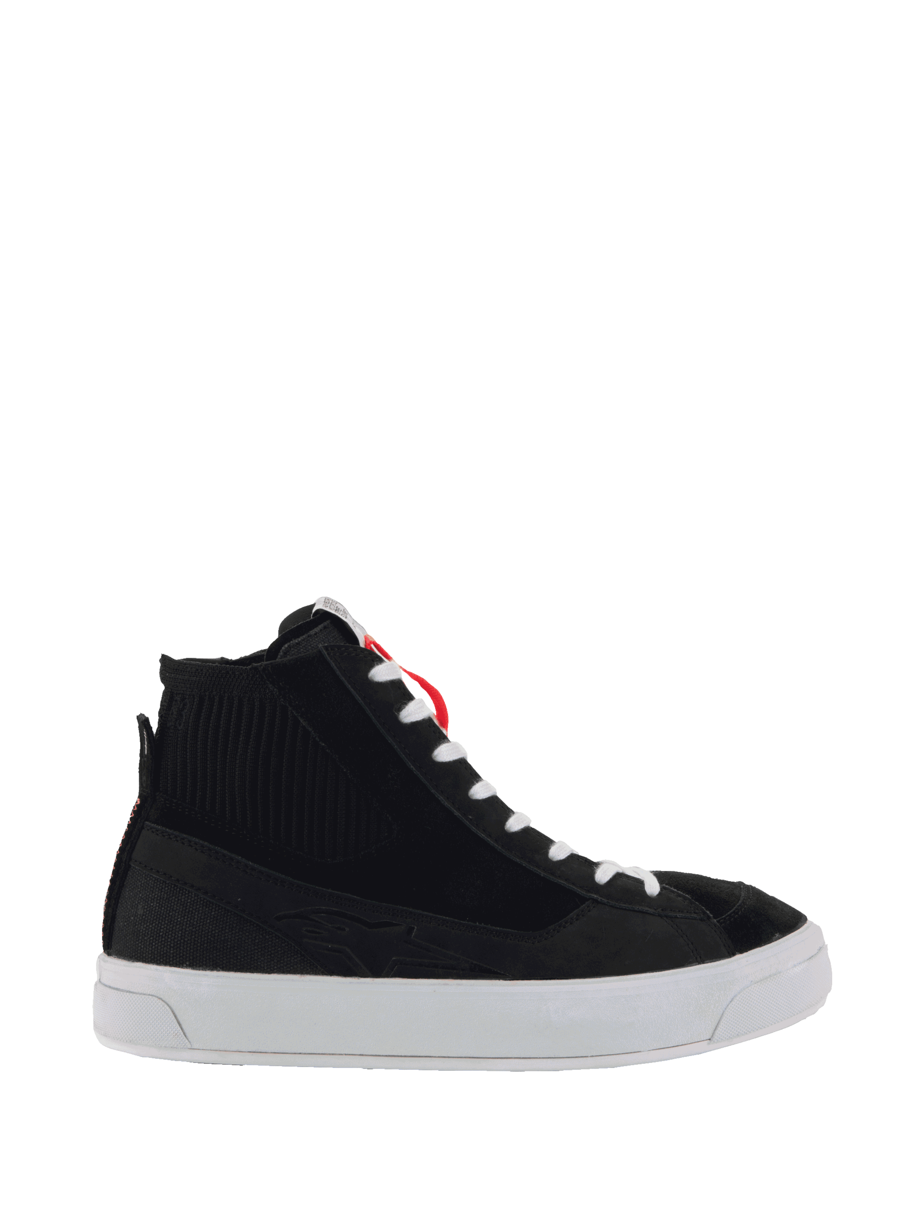 Alpinestars Stella Stated Podium, zapatos de moto urbanos para mujer, negros y blancos con suelas vulcanizadas duraderas.