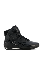 Alpinestars Stella Faster-4 Drystar Shoes, Women's Motorcycle Riding Shoes, Black and Silver, High-top design, Lace-up closure with hook-and-loop ankle strap, Seamless microfiber upper, Waterproof technology, White accents on the sole and heel