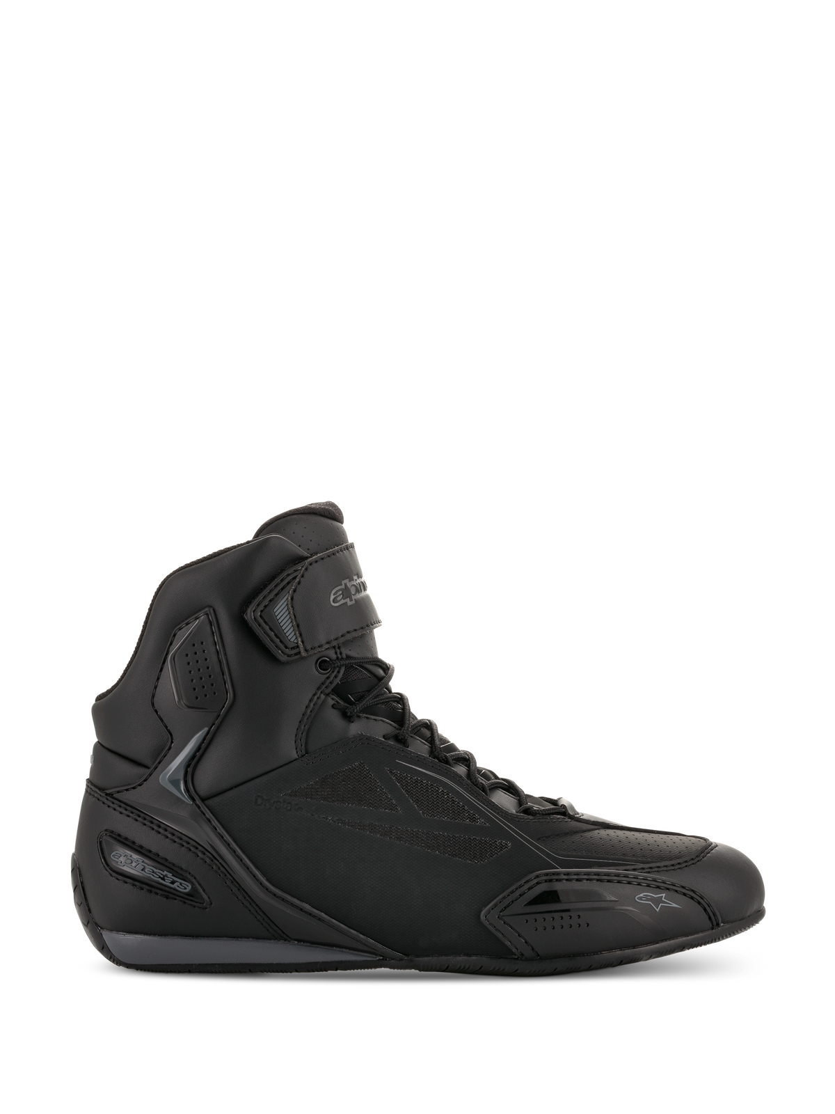 Alpinestars Faster-3 Drystar, zapatillas de moto urbanas de caña alta, negras, con cierre de velcro, cuello acolchado, diseño deportivo moderno, protección para tobillo