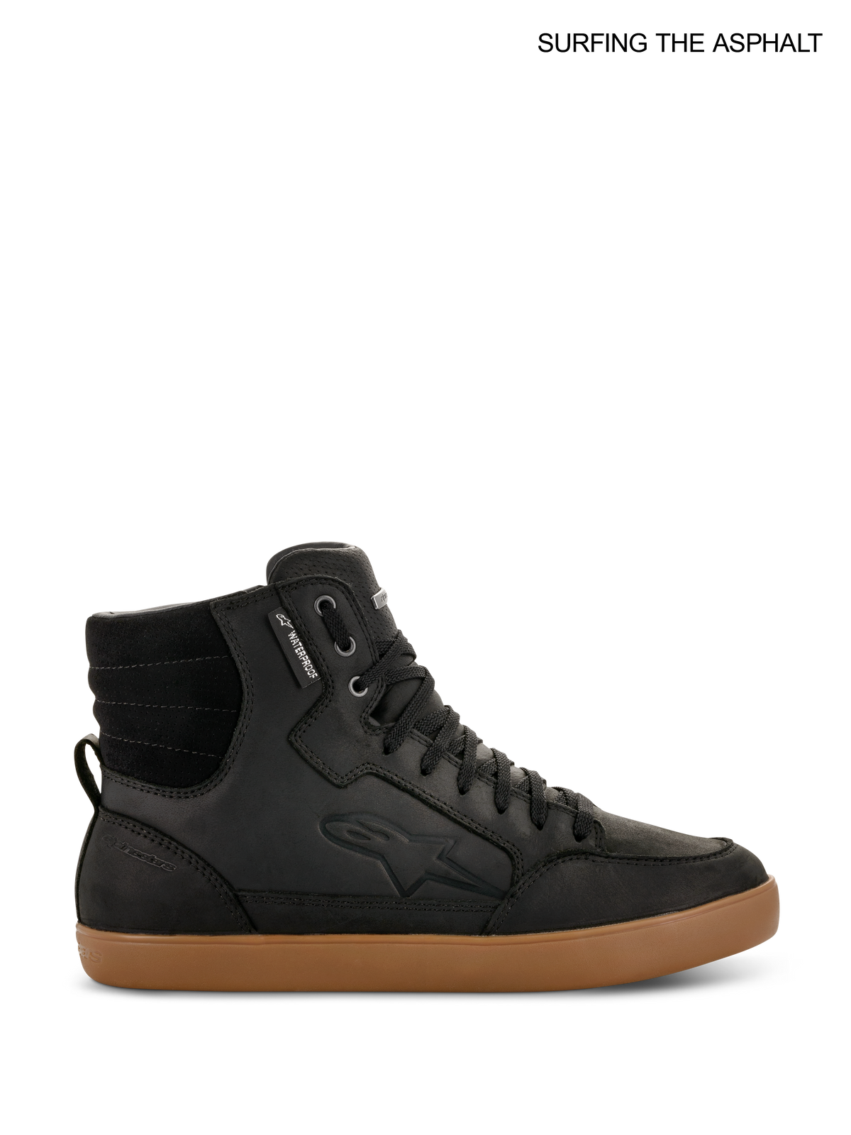 Alpinestars Zapatos J-6 Impermeables, zapatos de moto urbanos para hombre, negros y de goma, de cuero con membrana impermeable y suela de goma