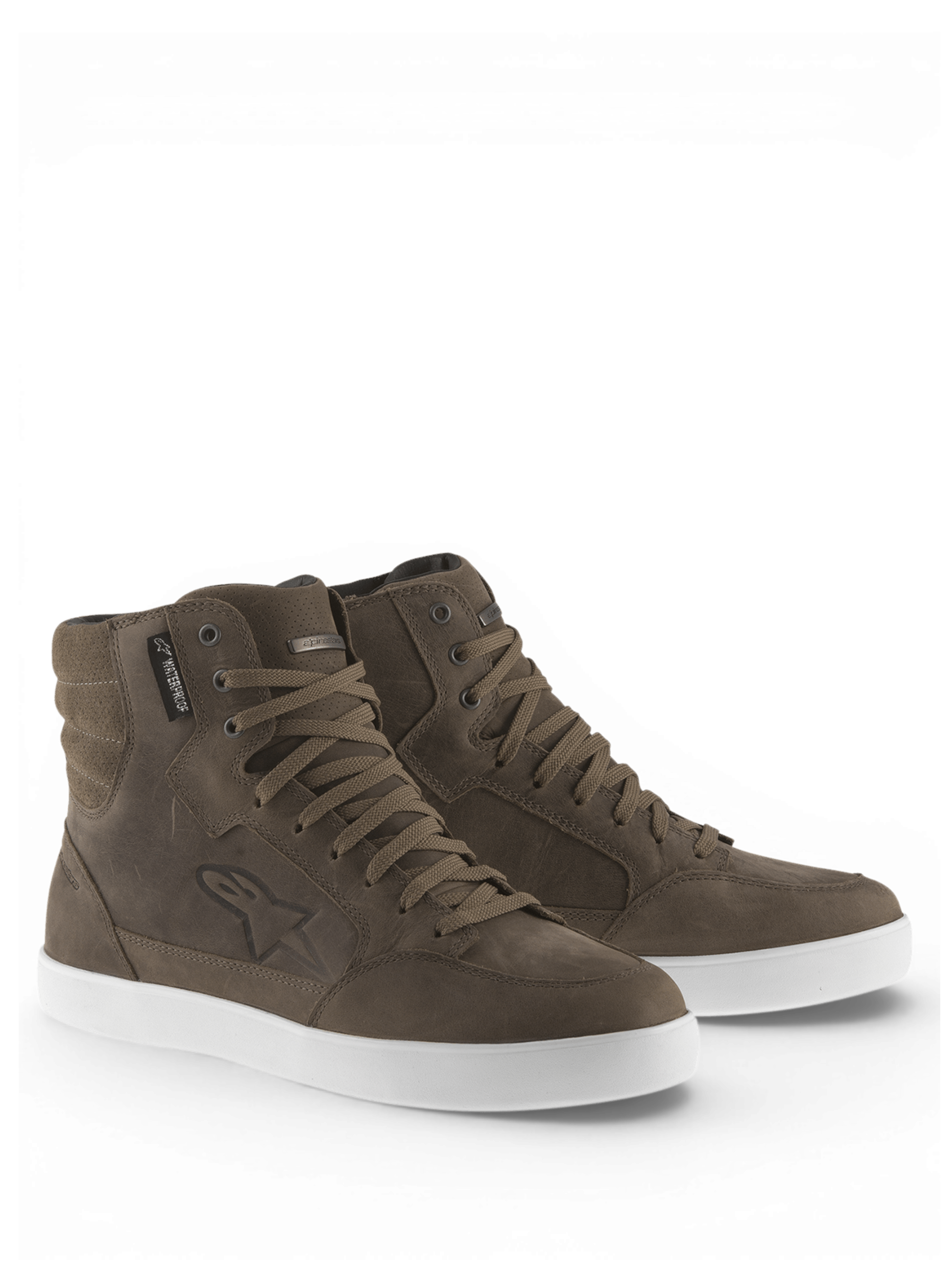 Alpinestars J-6 Waterproof, zapatos de moto urbanos para hombre, marrones y blancos, de cuero premium e impermeables