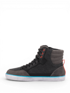 Alpinestars J-6 Impermeable Canvas, zapatos de moto urbanos para hombre, gris y negro con detalles azul claro y rojo, impermeables y certificados CE