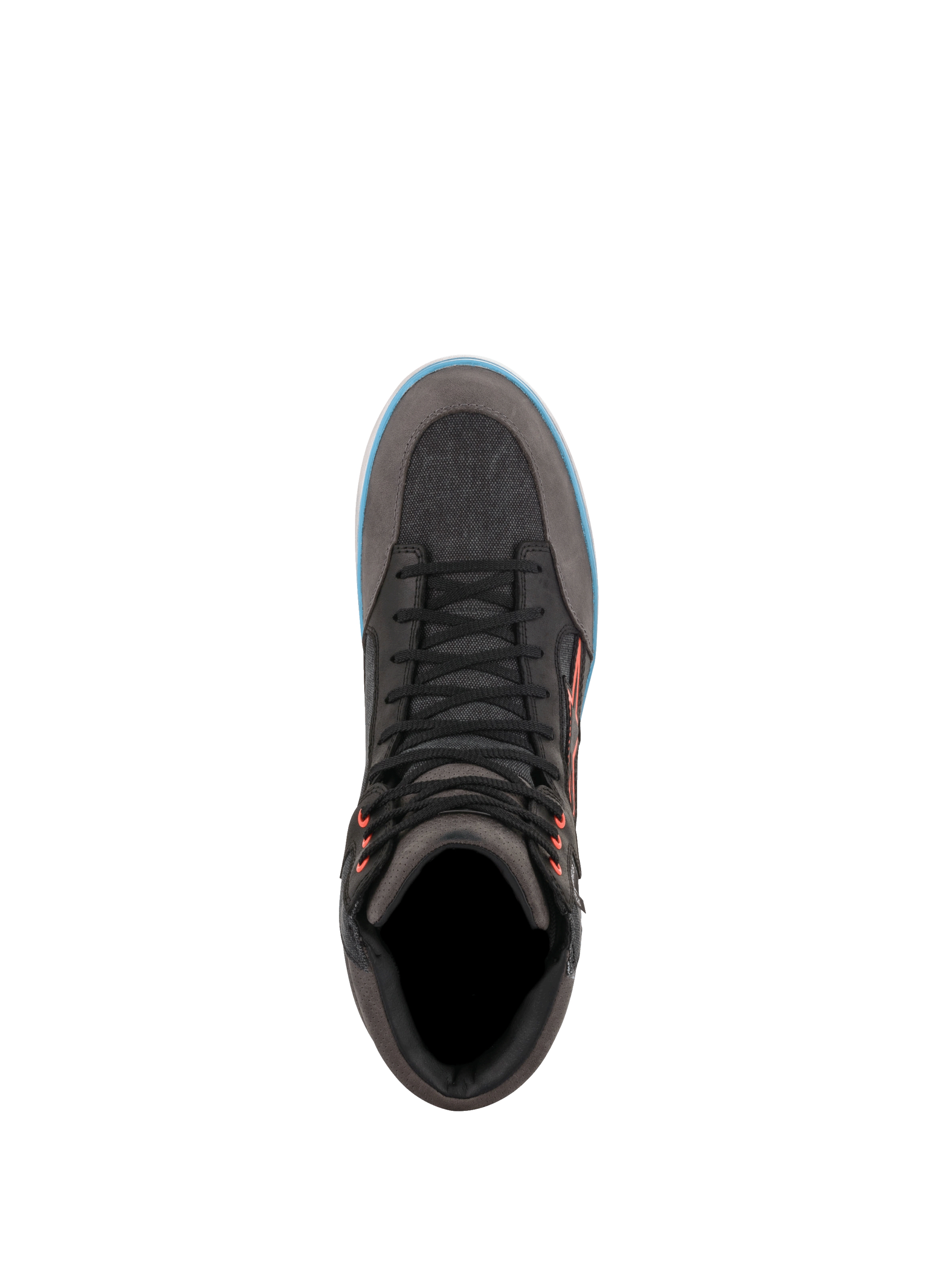 Alpinestars J-6 Impermeable Canvas, zapatos de moto urbanos, gris y negro con ribete azul, impermeables, vista superior