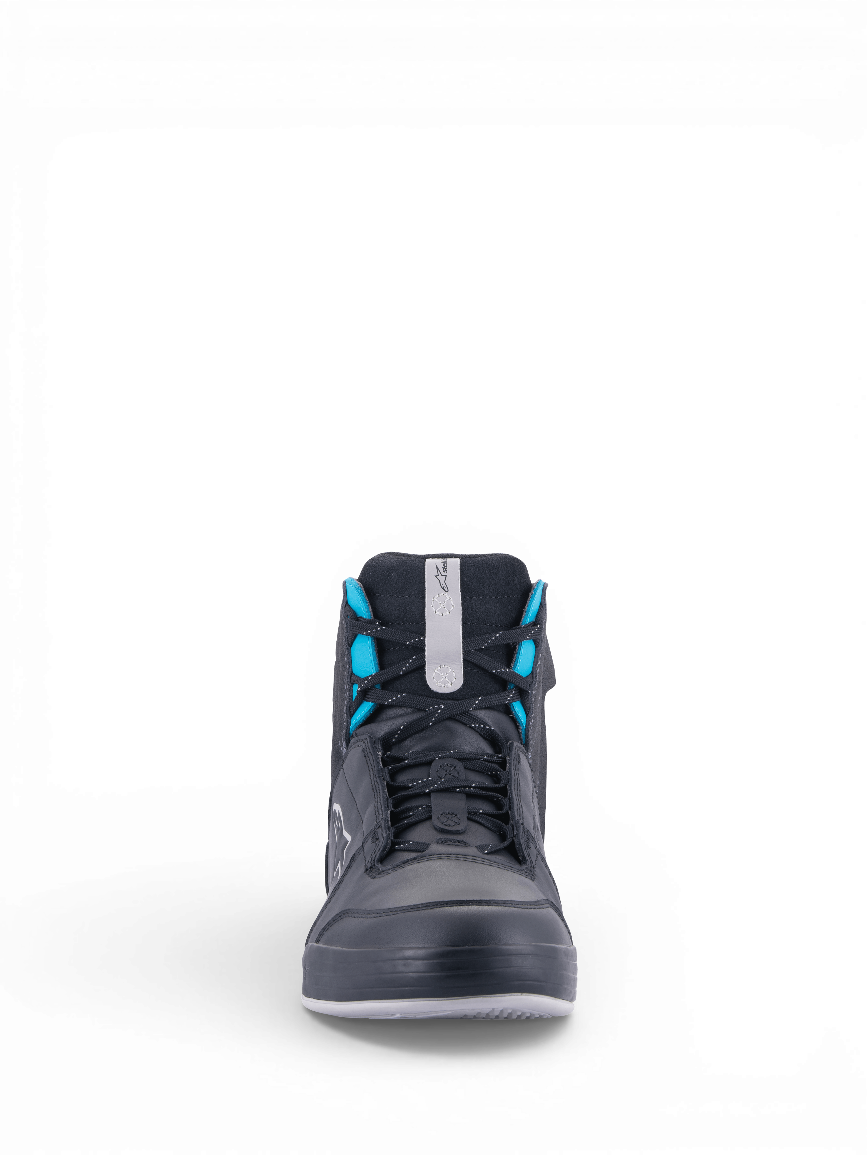 Alpinestars Chrome Drystar, zapatos de moto para mujer, negros y turquesa, impermeables, de cuero y ante, vista frontal