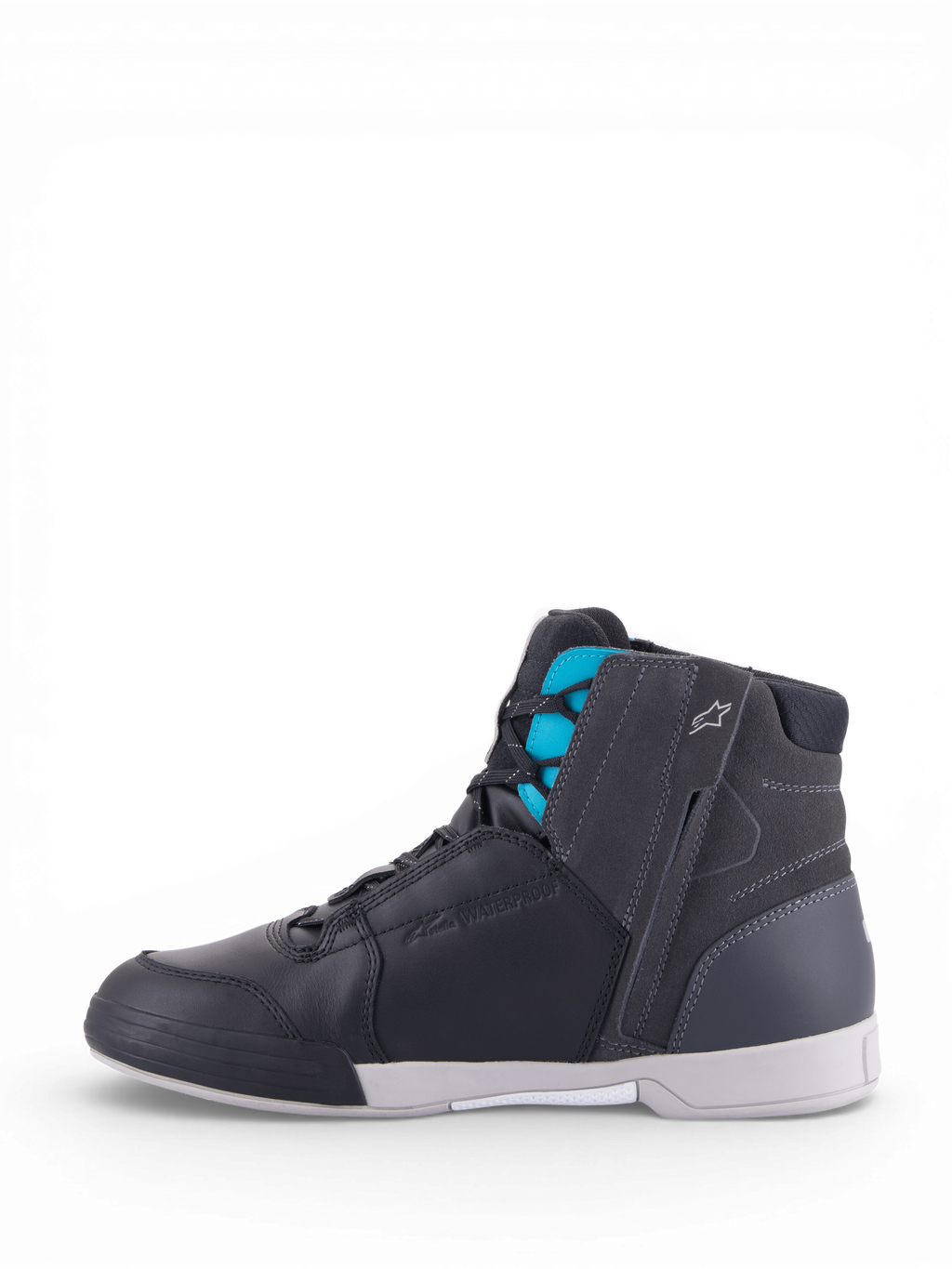 Alpinestars Stella Chrome Drystar, zapatos de moto para mujer, negros y turquesa, cuero impermeable.