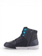 Alpinestars Stella Chrome Drystar, zapatos de moto para mujer, negros y turquesa, cuero impermeable.