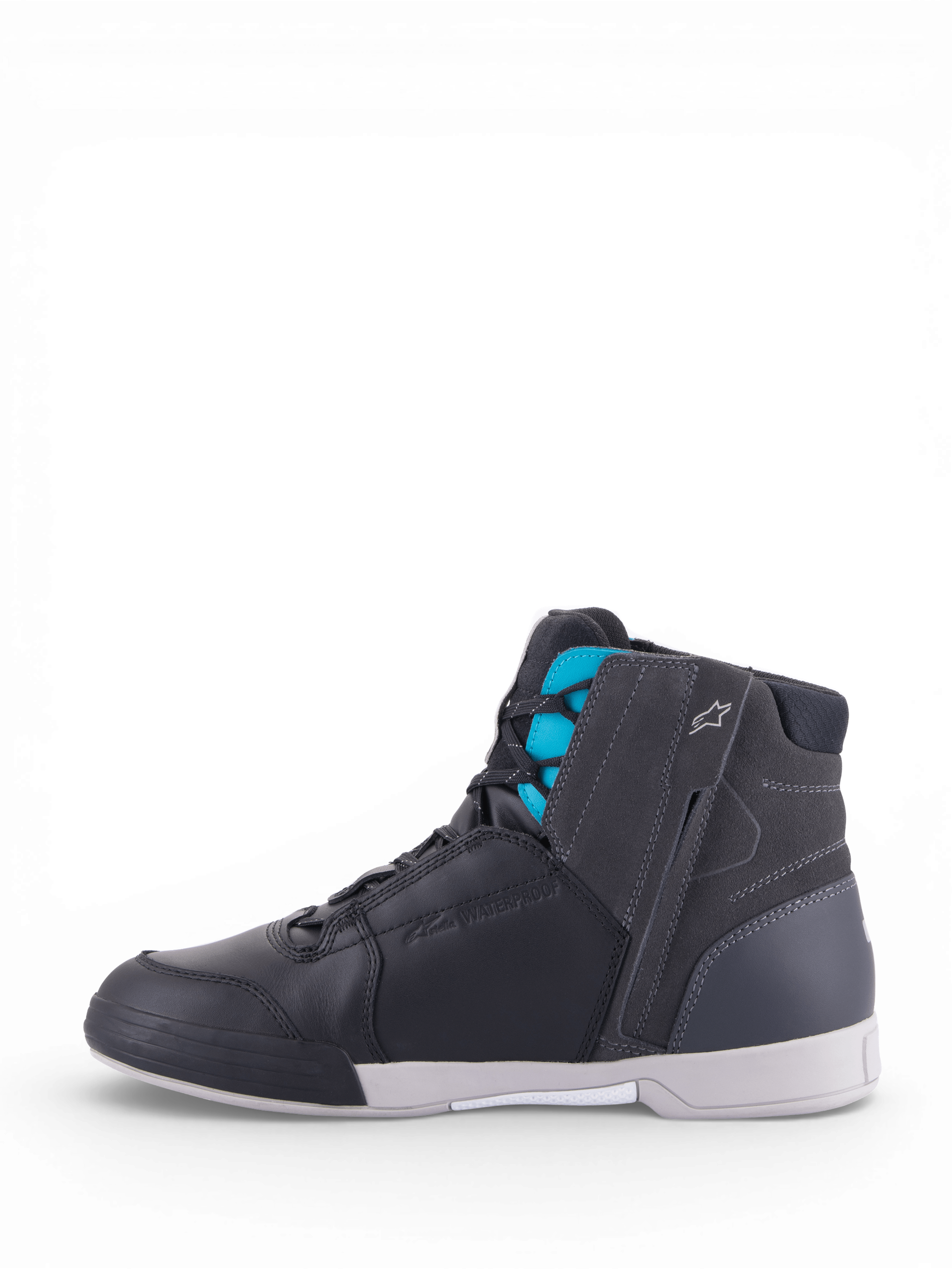 Alpinestars Stella Chrome Drystar, zapatos de moto para mujer, negros y turquesa, cuero impermeable.
