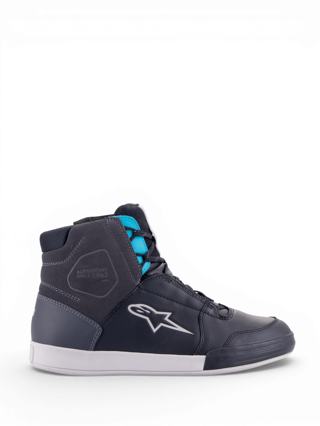 Alpinestars Chrome Drystar, zapatos de moto para mujer, estilo urbano, negros y turquesa, impermeables, construcción de cuero.