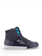 Alpinestars Chrome Drystar, zapatos de moto para mujer, estilo urbano, negros y turquesa, impermeables, construcción de cuero.