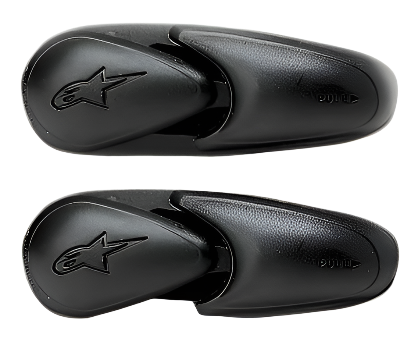 Alpinestars Super SMX 3 Slider, pair of replacement motorcycle boot toe sliders, Black, matte finish with embossed Alpinestars star logo, spare part for SMX-3 footwear