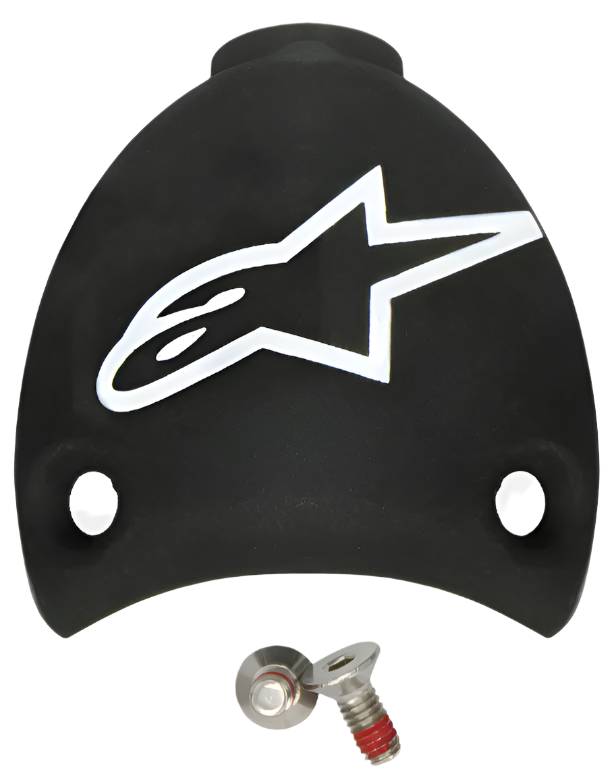 Alpinestars SMX Plus Replaceable Heel Cap, pieza de repuesto para botas de moto, negro y blanco, con el logotipo de Astars en blanco y dos tornillos de montaje, construcción de plástico duradero para el mantenimiento de las botas