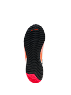 Alpinestars CR-X Women's Drystar® Riding Shoes, Outsole view, Black with Diva Pink heel, rugged tread pattern featuring asymmetric stud configuration, forefoot flex grooves, and TPF branding