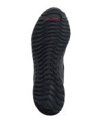 Alpinestars CR-1 Shoes, Motorcycle Riding Shoes, Black and Dark Gray, bottom view of the rubber sole featuring an aggressive tread pattern, red TPF logo, and embossed star emblem, engineered for road and sport riding.