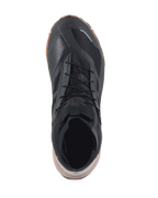 Alpinestars CR-1 Shoes, Motorcycle Riding Shoes, Black and Light Brown, top-down view, featuring breathable 3D mesh and microfiber textile construction, black laces, lightweight footwear for touring and sport riding