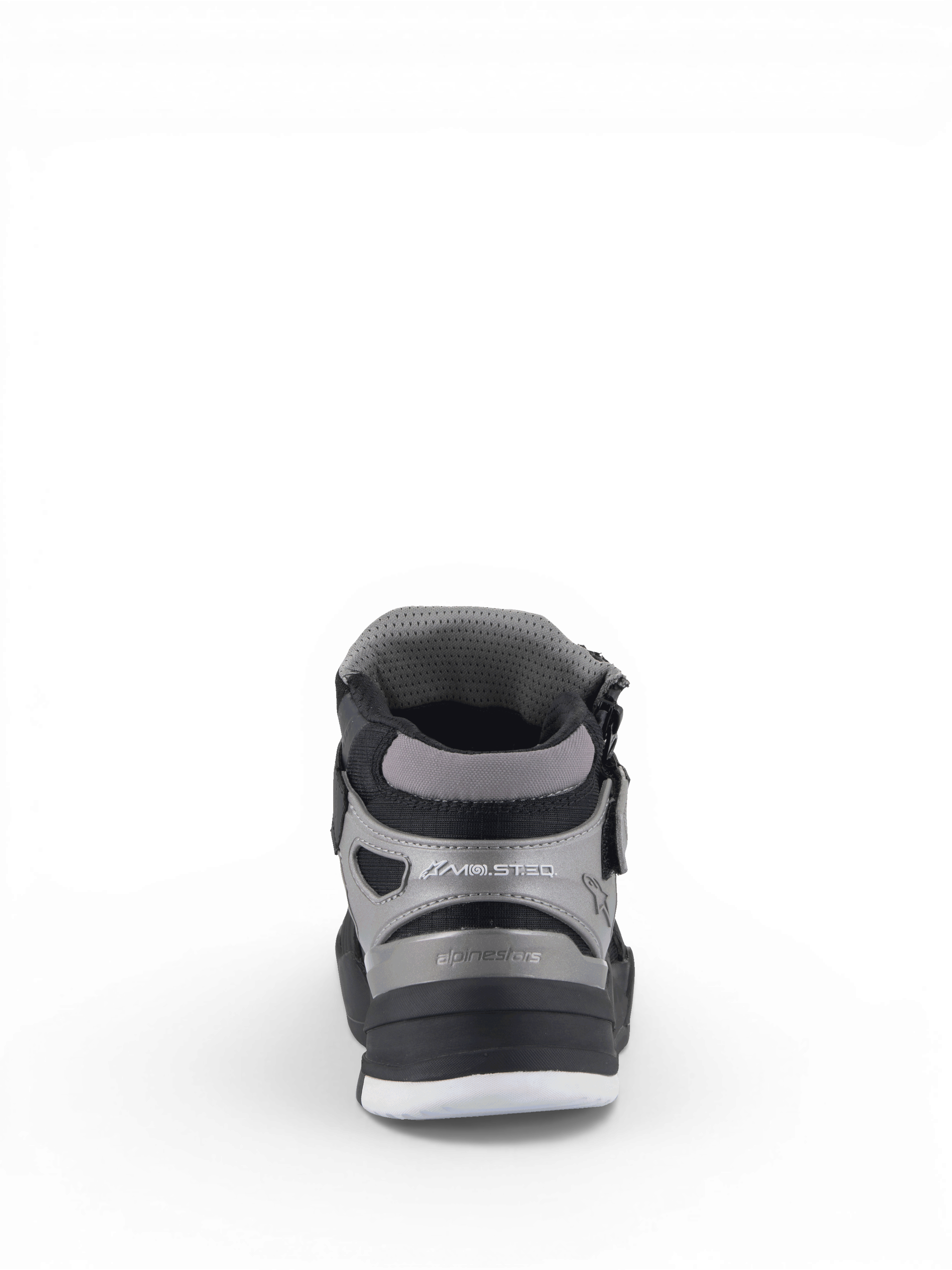 Alpinestars Zapatos Speedflight Street, zapatos de moto urbanos para hombre, negros y grises, vista trasera con discos de tobillo integrados