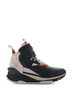 Zapatos Alpinestars Speedstreet, zapatillas de caña alta para moto, negro y almendra con detalles en Hot Orange, parte superior de microfibra de estilo urbano con detalles perforados, suela ergonómica gruesa, diseño de conducción urbana moderno con correa de velcro