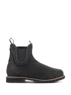 Alpinestars Turnstone Shoes en color negro, botines de moto estilo Chelsea, piel de vaca mate con paneles laterales elásticos, suela gruesa con detalle de vira marrón, dos tiradores, calzado de protección para conducción urbana