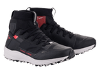 Alpinestars Speedforce Shoes, zapatillas de motociclismo de corte alto, negro, blanco y rojo, con silueta de zapatilla de running, parte superior textil MATRYX, entresuela blanca y logo rojo de Alpinestars, calzado técnico urbano para carretera