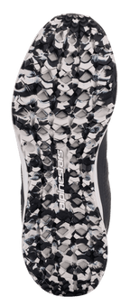 Zapatillas Alpinestars Speedforce, detalle de la suela exterior en blanco y negro jaspeado, patrón de tracción texturizado con el logotipo central de Alpinestars, calzado de estilo casual para motociclistas diseñado para ofrecer agarre y comodidad
