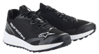Alpinestars Meta Road V2 Shoes, calzado deportivo, negros y blancos, parte superior de malla transpirable con logotipos Alpinestars en blanco, entresuela blanca gruesa, diseño atlético para ropa de trabajo de equipos de carreras