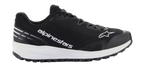 Zapatillas Alpinestars Meta Road V2, calzado deportivo negro con suela blanca gruesa, logo de estrella y marca en blanco, parte superior de malla texturizada, cordones negros y suela de gran agarre, diseño deportivo ligero para ropa de trabajo de equipos de carreras y uso casual