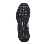 Zapatos Alpinestars Meta Road V2, vista inferior de la suela, patrón de agarre con tacos estilo camuflaje en negro y gris, logotipo de Alpinestars en blanco, suela de goma duradera para tracción en múltiples terrenos