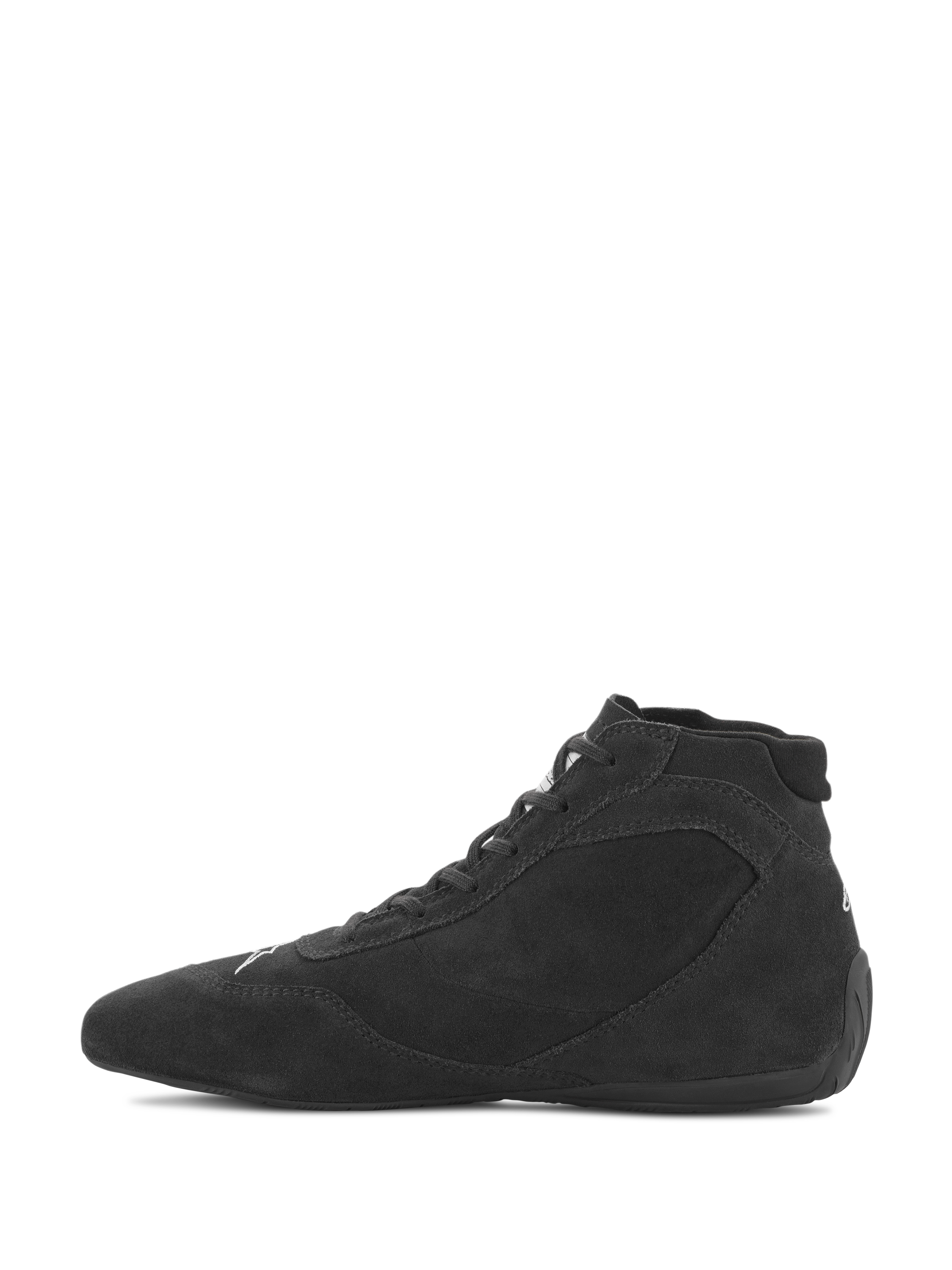Zapatos Alpinestars SP V2, calzado para automovilismo, negro, perfil alto estilizado con parte superior de ante de primera calidad y suela de goma fina, diseñado para una sensación precisa del pedal en el automovilismo